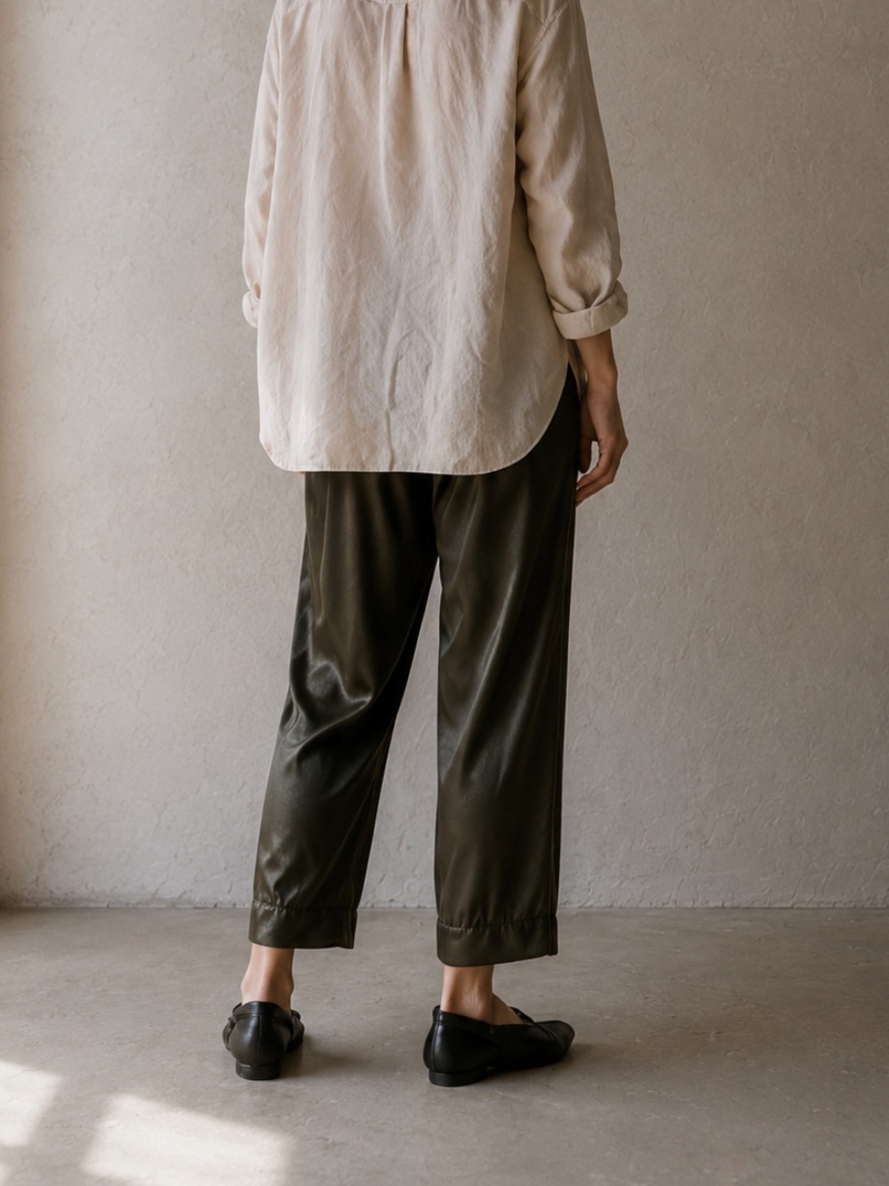 GRIZAS Dark Olive Silk Pants S Lagenlook Art To Wear Lithuania